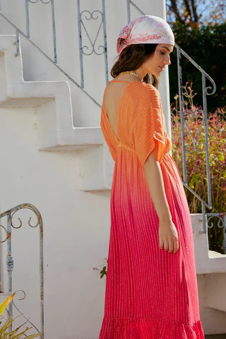 Vestido holgado de escote en V y volado en la parte inferior de Indiastyle en Vestidos para argentina