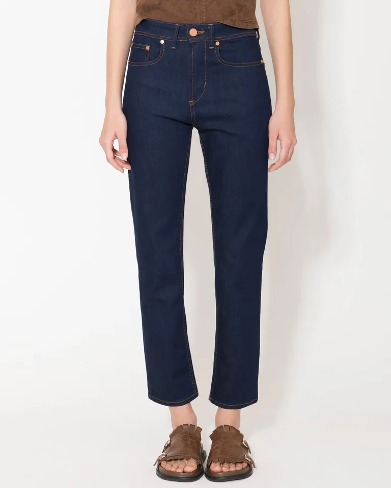 Pantalones vaqueros de tiro medio con acabado recto y tacto satinado de Jazmin Chebar en Pantalones para argentina