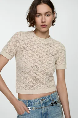 Sweater calado manga corta de Mango en Remeras para argentina