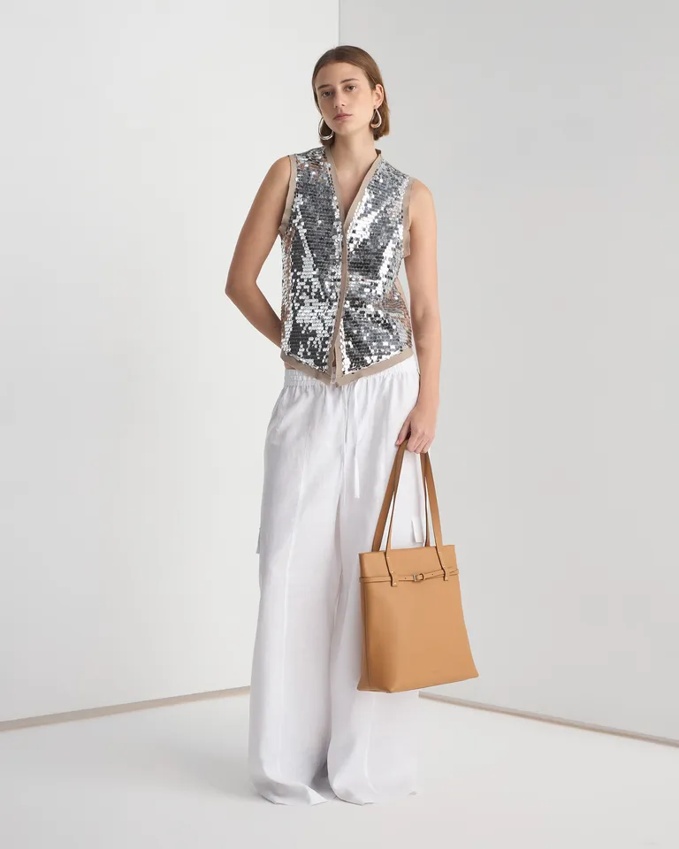 Chaleco abierto con lentejuelas brillantes y cuello en V para ocasiones especiales de Prüne en Chalecos para argentina