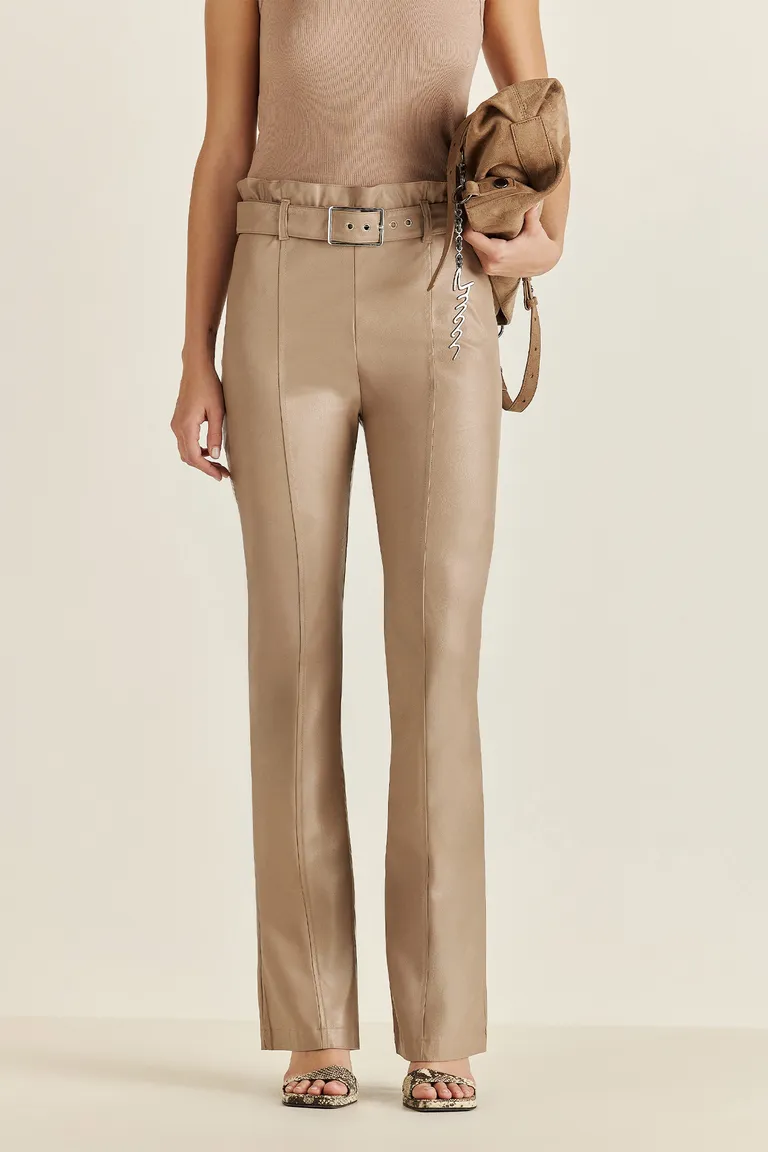 Pantalón de cuero ecológico con cintura ajustable y hebilla exclusiva de Tucci en Pantalones para argentina