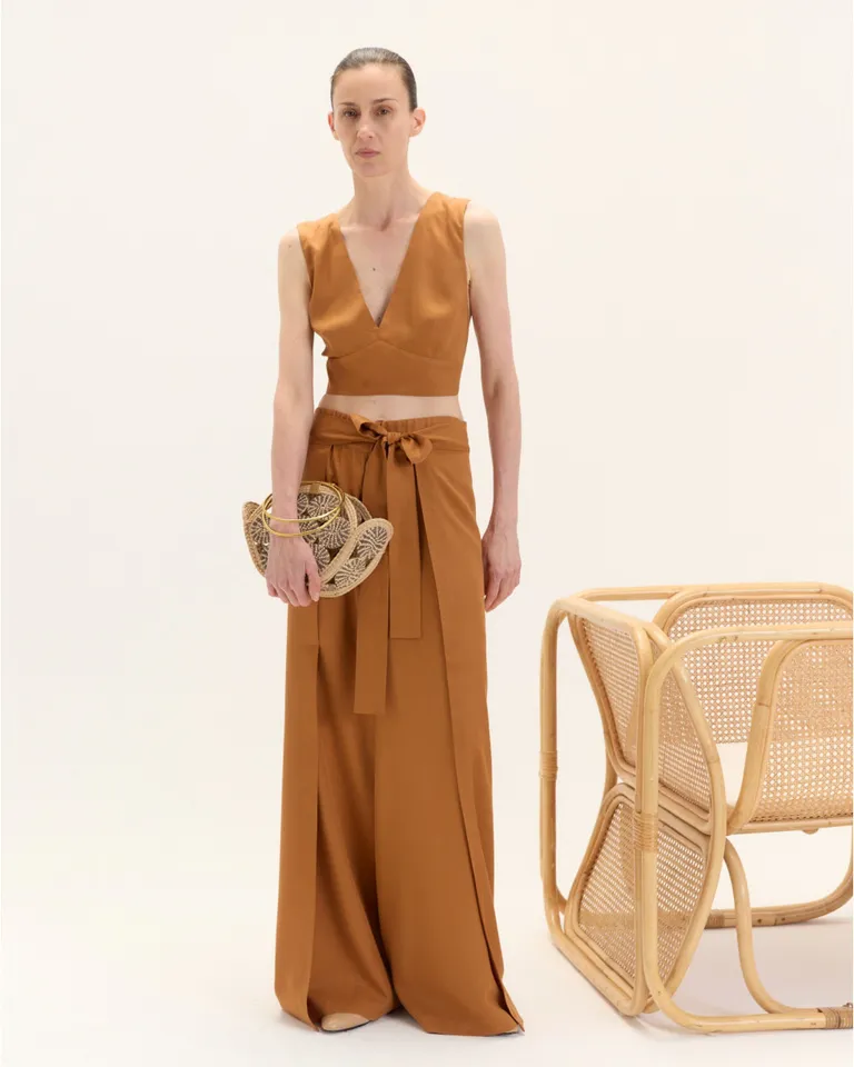 Pantalón de pierna ancha con estructura envolvente y ajuste a la cintura de Blue Sheep en Pantalones para argentina