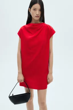 Vestido lino cuello drapeado de Mango en Vestidos para argentina