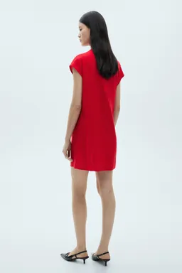 Vestido lino cuello drapeado de Mango en Vestidos para argentina