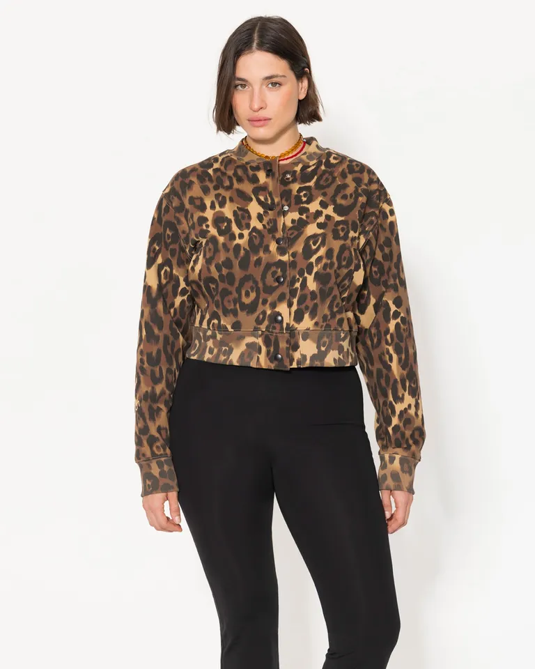 Buzo de punto con estampado de estilo bomber para mujer de Jazmin Chebar en Buzos y Sweaters para argentina