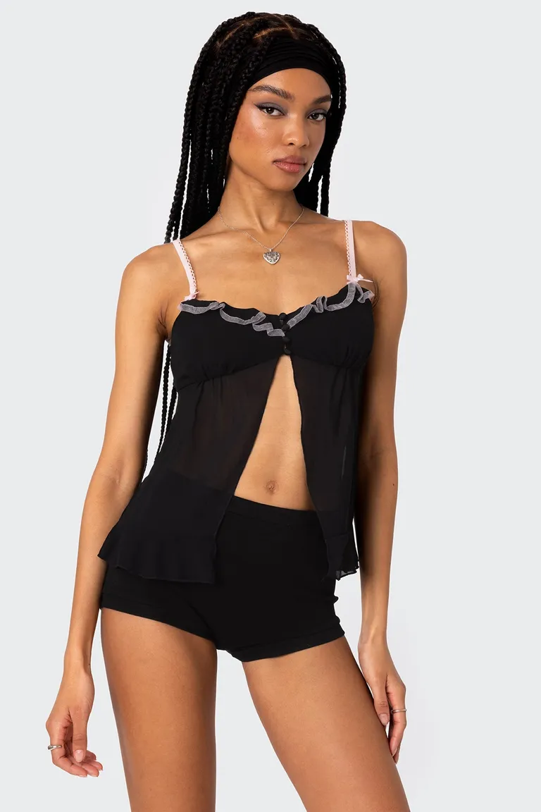 Top babydoll transparente con abertura de Edikted en Tops para argentina