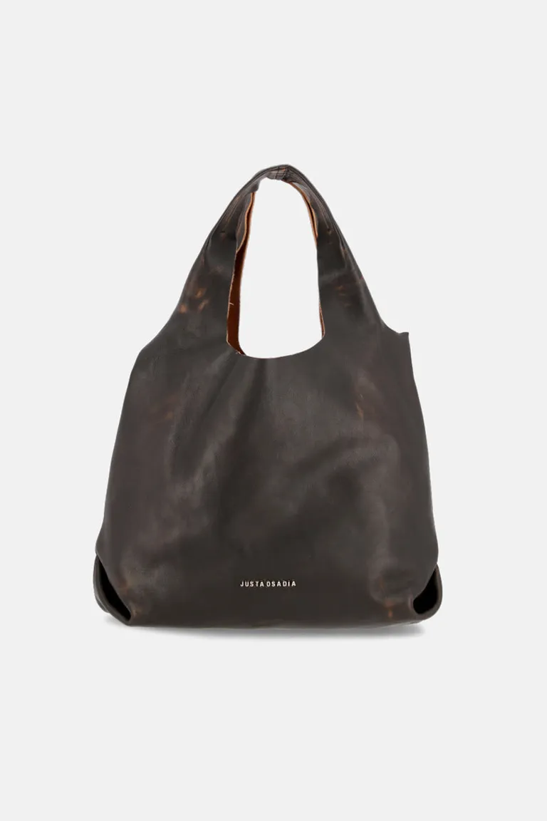 Cartera de cuero vacuno negro de gran capacidad y estructura elegante de Justaosadia en Bolsos y Carteras para argentina