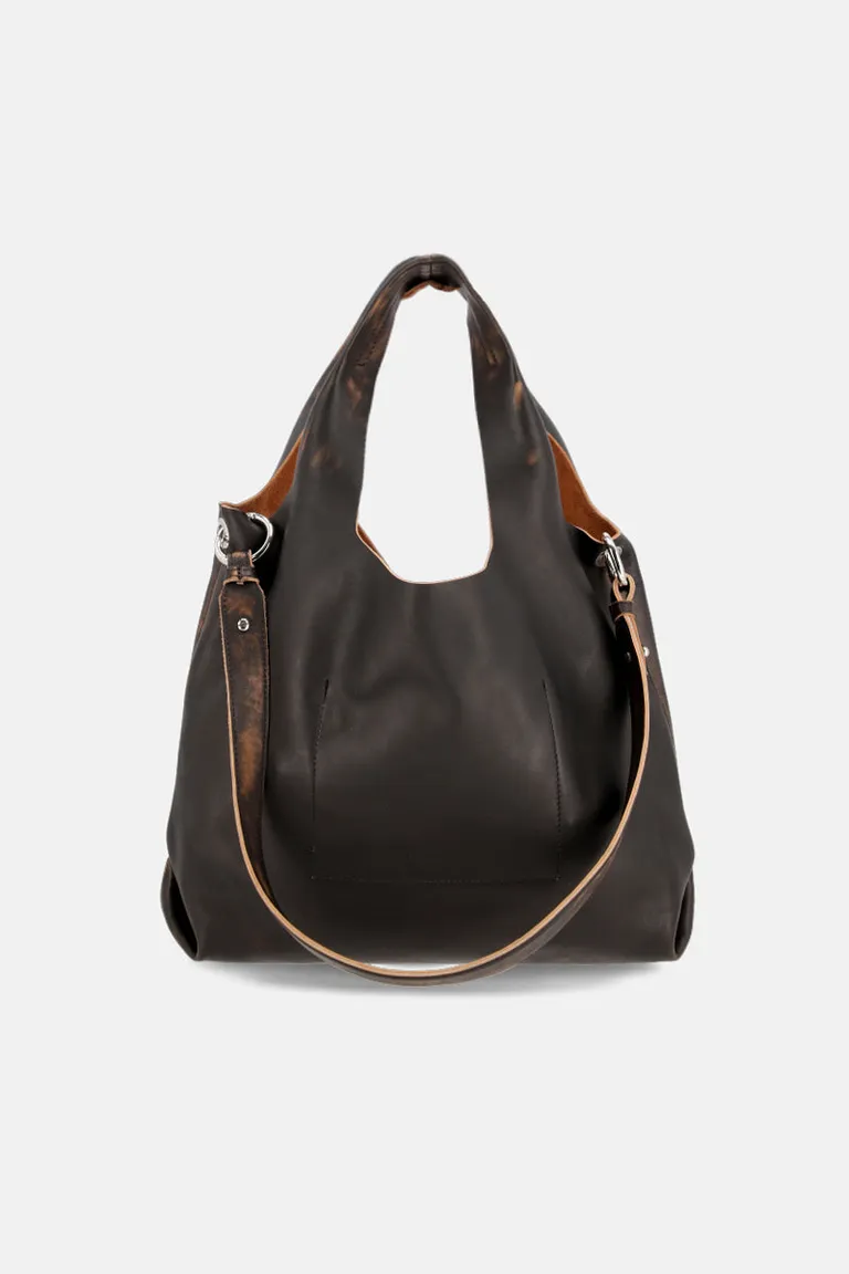 Cartera de cuero vacuno negro de gran capacidad y estructura elegante de Justaosadia en Bolsos y Carteras para argentina