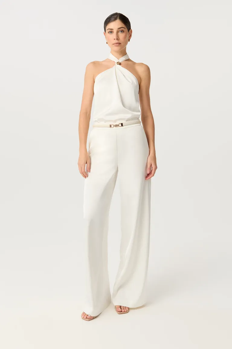 Top de satén con cuello halter y detalles metálicos de Markova en Tops para argentina