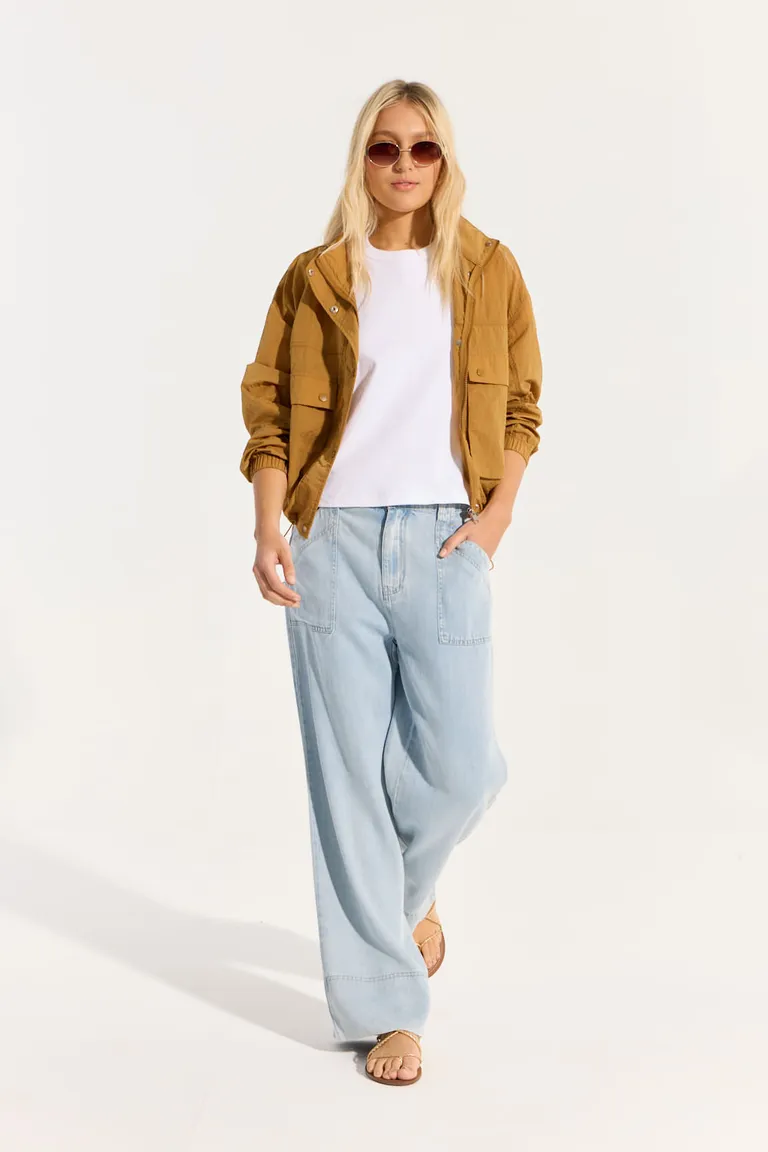 Pantalón de Pierna Ancha Lyocell de Tiro Medio en Celeste de Portsaid en Pantalones para argentina