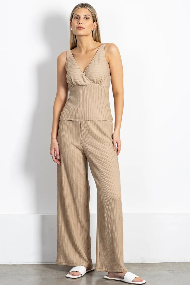 Pantalón recto con textura rayada y elástico en la cintura para mujer de Kill en Pantalones para argentina