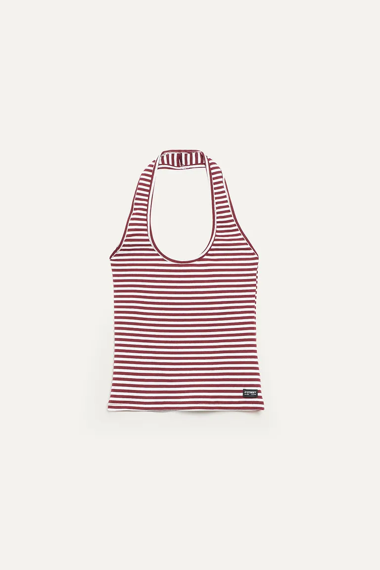 Musculosa diseño rayado escote halter ajustada para mujer de 47 Street en Tops para argentina