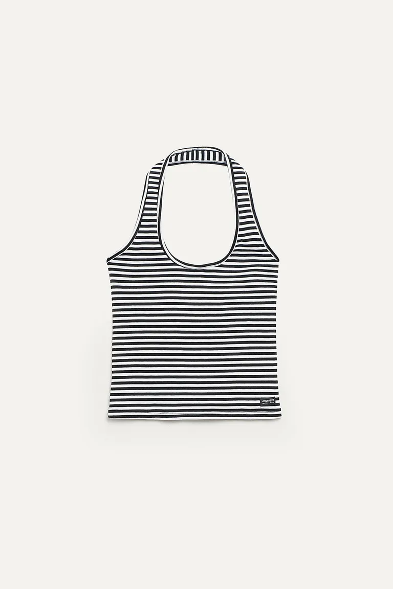 Musculosa diseño rayado escote halter ajustada para mujer de 47 Street en Tops para argentina