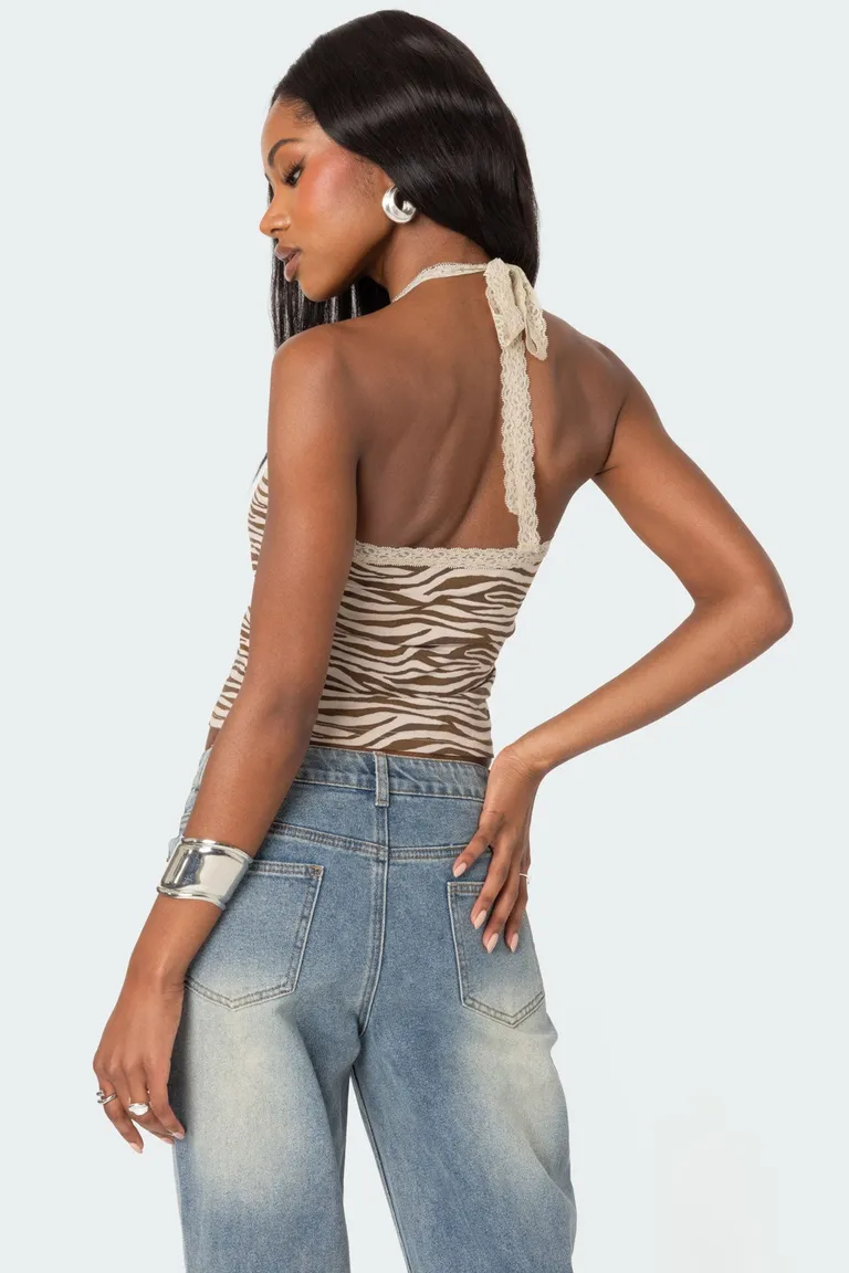 Top halter estampado cebra de Edikted en Tops para argentina