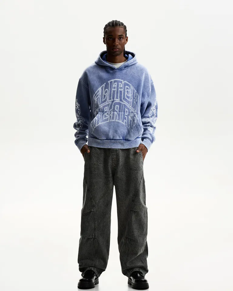 Sudadera con capucha lavada estampada de Bershka en Buzos y Sweaters para argentina