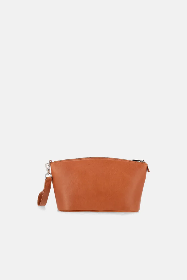 Bolso de cuero marrón con grabado de marca, para mujer, de tamaño compacto y diseño minimalista de Justaosadia en Bolsos y Carteras para argentina