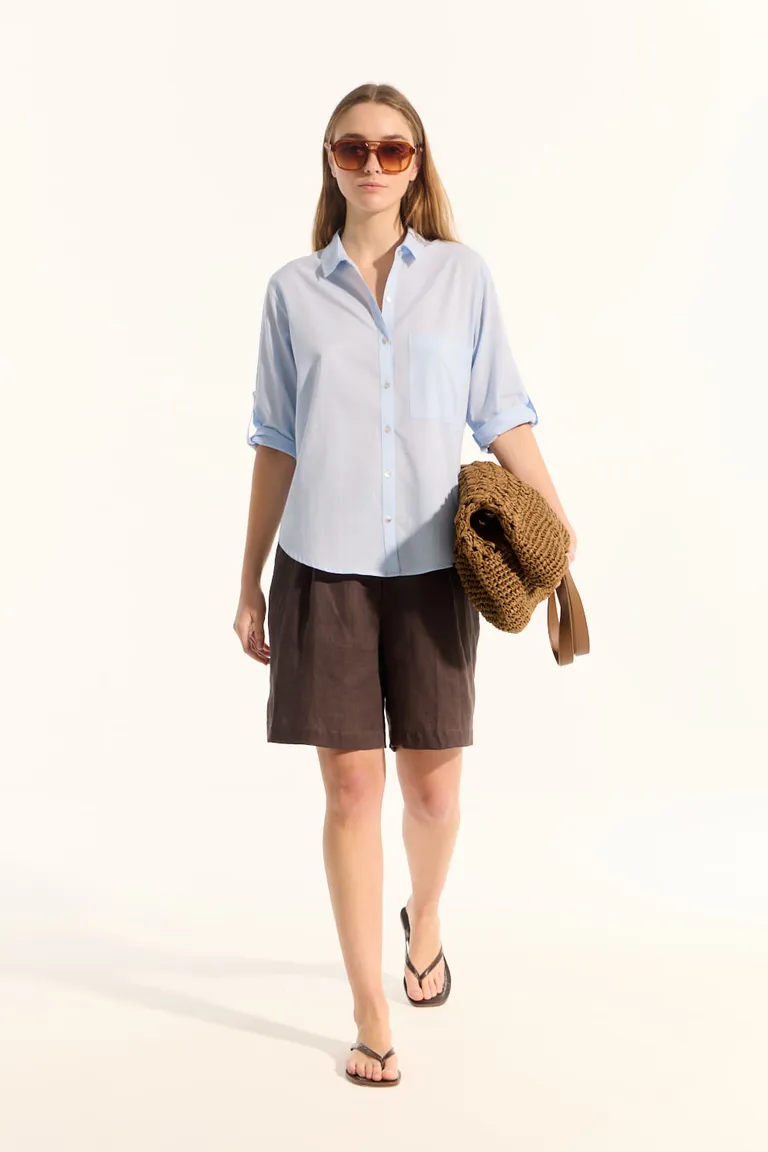 Camisa de estilo casual con mangas 3/4 y diseño relajado en tela voile de Portsaid en Camisas para argentina