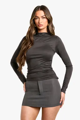 Top fruncido manga larga suave de Boohoo en Tops para argentina