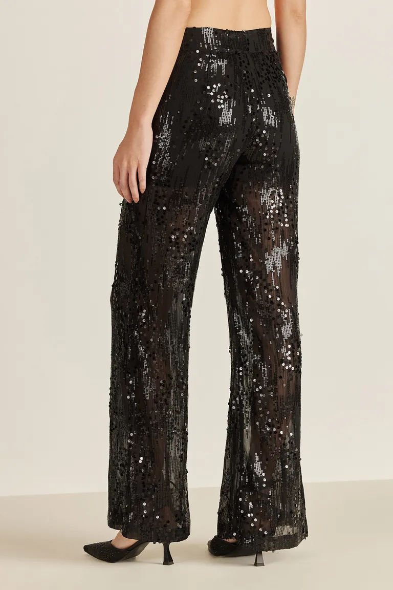 Pantalón de gasa con lentejuelas en diferentes tamaños, de diseño elegante y radiante de Tucci en Pantalones para argentina