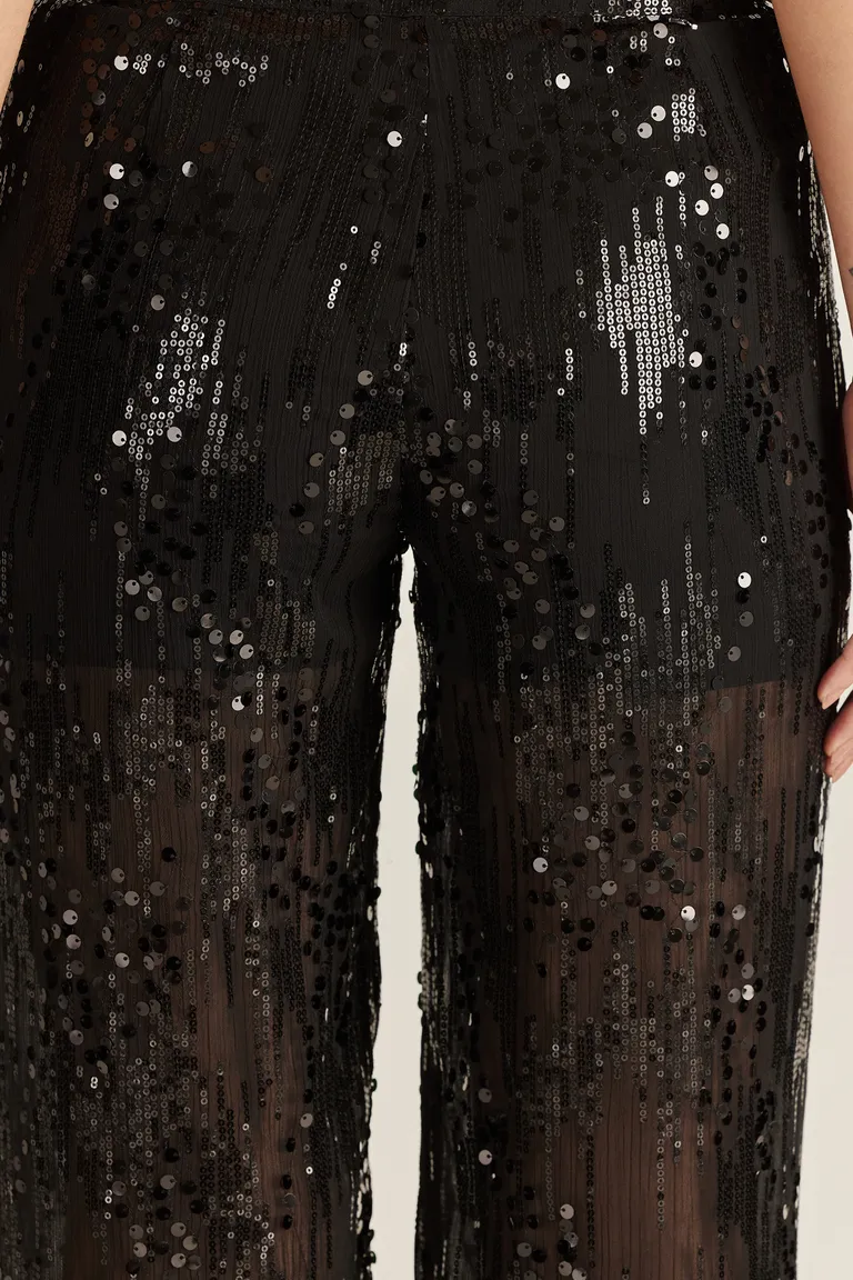 Pantalón de gasa con lentejuelas en diferentes tamaños, de diseño elegante y radiante de Tucci en Pantalones para argentina