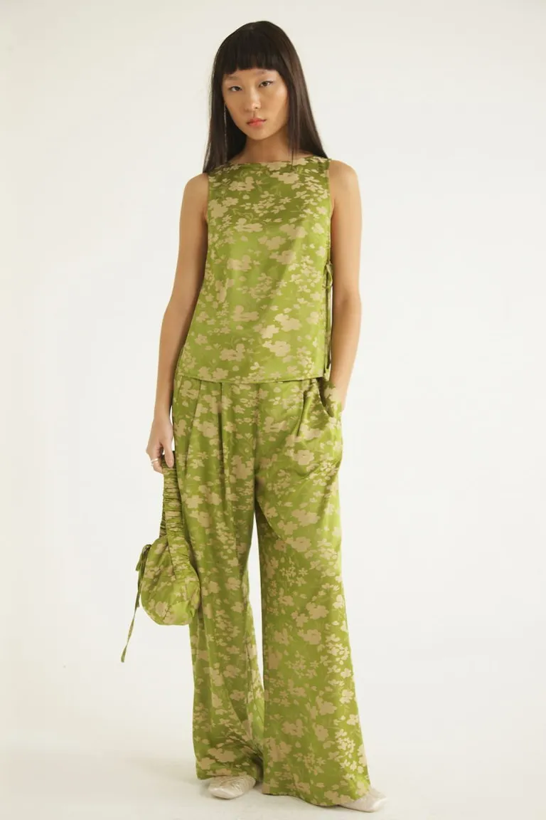 Pantalón de tiro alto oversize con diseño floral jacquard de Las Pepas en Pantalones para argentina
