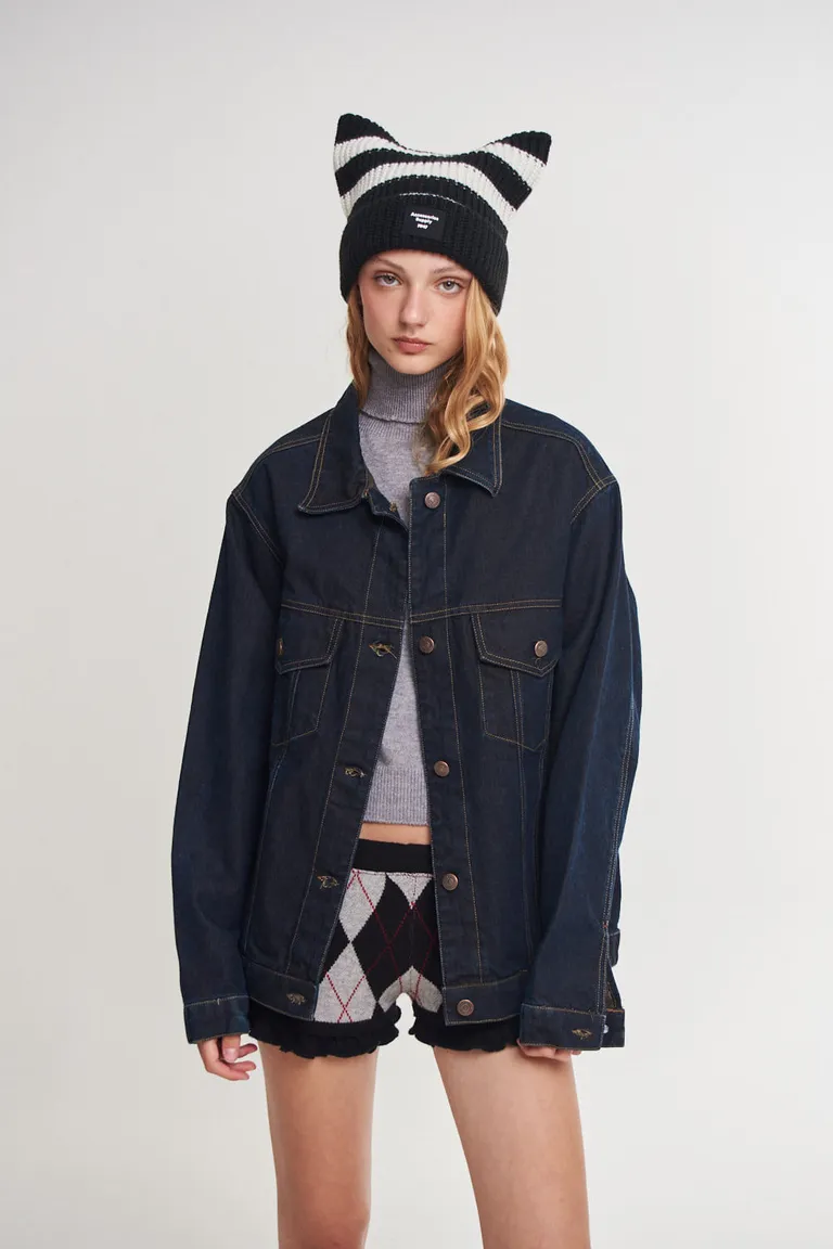 Chaqueta oversized de denim rígido con cierre de botones para mujer de 47 Street en Chaquetas para argentina