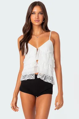 Musculosa con volados abertura de Edikted en Tops para argentina