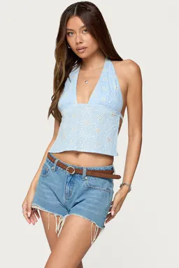 Halter top floral bordado de Edikted en Tops para argentina