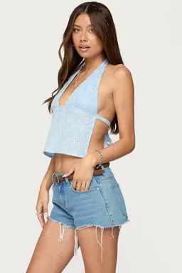 Halter top floral bordado de Edikted en Tops para argentina