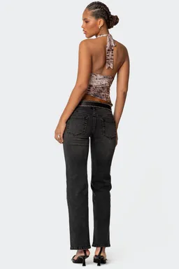Top halter asimétrico animal print de Edikted en Tops para argentina