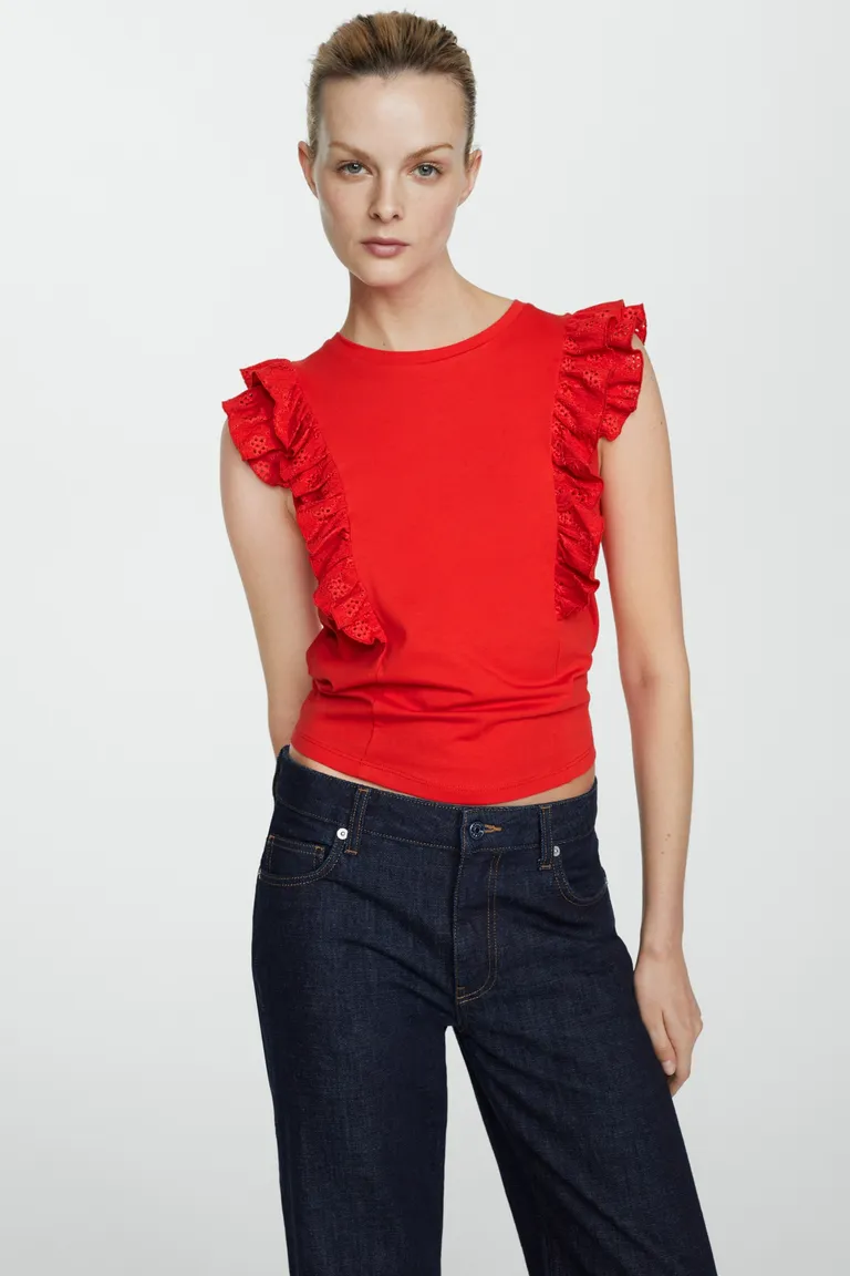 Camiseta algodón volantes de Mango en Remeras para argentina