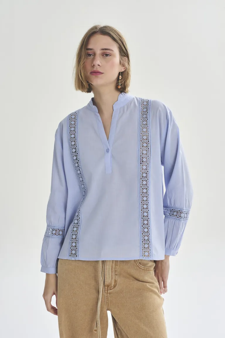 Blusa violeta holgada de manga abullonada para mujer de Akiabara en Blusas para argentina