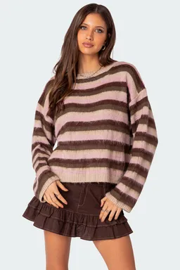 Sweater rayado textura esponjosa oversized de Edikted en Buzos y Sweaters para argentina