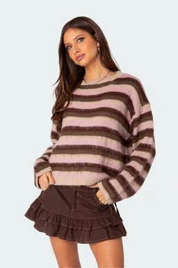 Sweater rayado textura esponjosa oversized de Edikted en Buzos y Sweaters para argentina