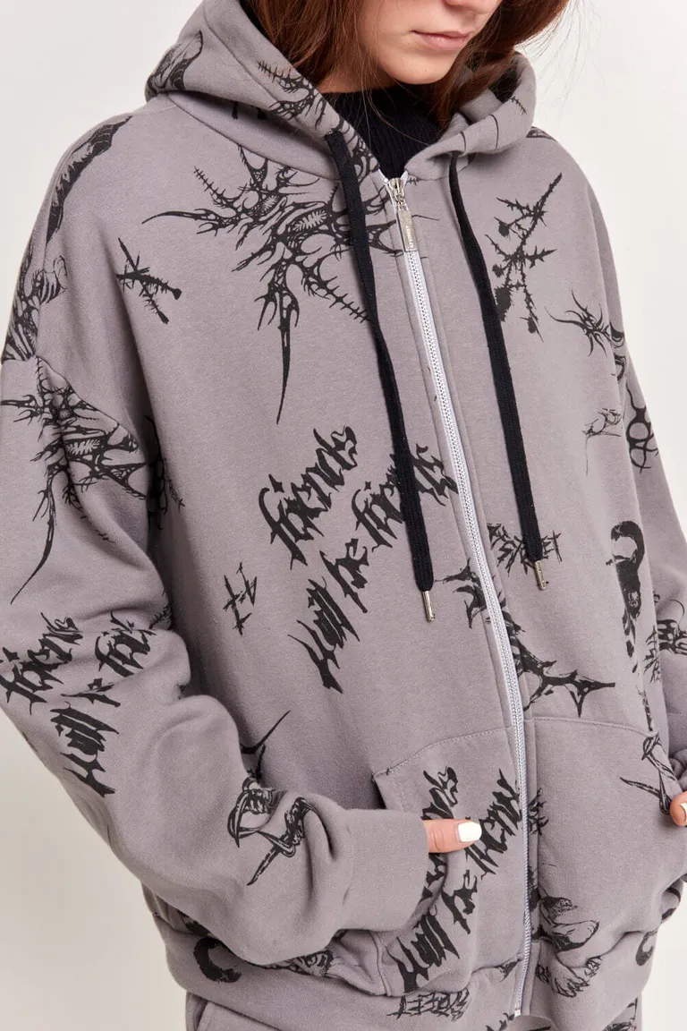 Chaqueta oversize de frisa estampada con capucha y bolsillos canguro de 47 Street en Chaquetas para argentina